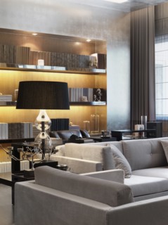 Glass lamp in modern living room