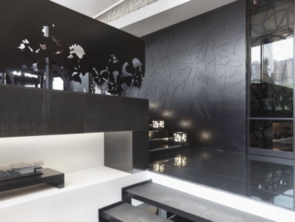 Landing between staircases in modern interior
