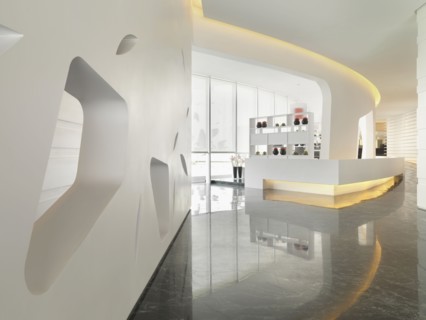 Spacious lobby in modern building