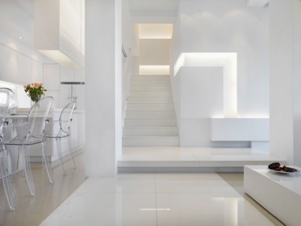 Modern white interior with staircase