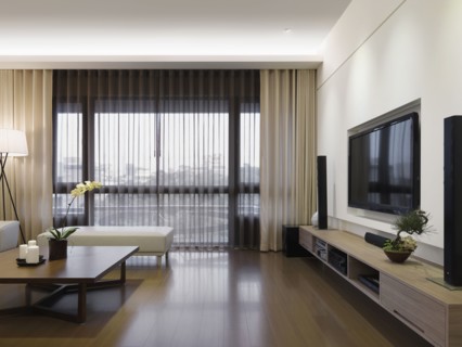 Entertainment center in modern living room
