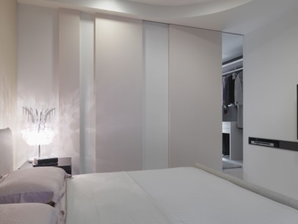 Light pink and white modern bedroom