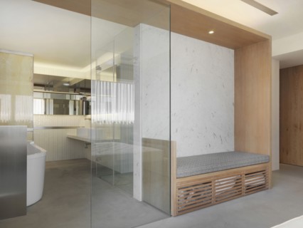 Modern bathroom and built in bench