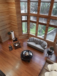 Interior view of living room in cabin home