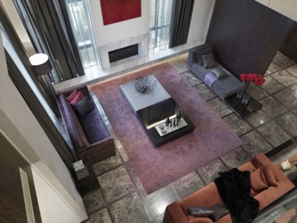 Overhead view of modern living room