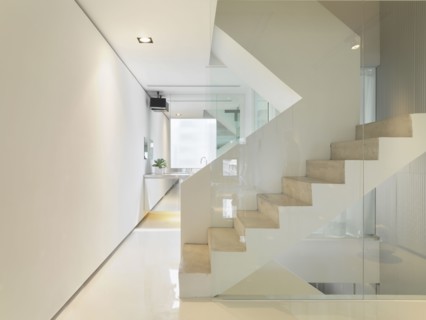 White staircase in modern home