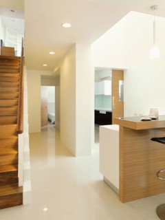 Modern hallway with recessed lights