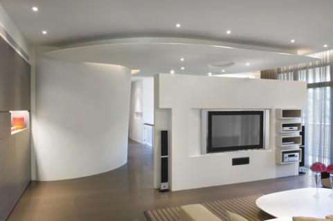 Entertainment center in modern living room