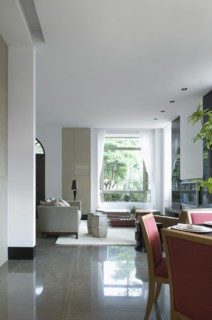 Dining room and living room in modern interior