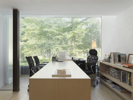 Large desk in modern office