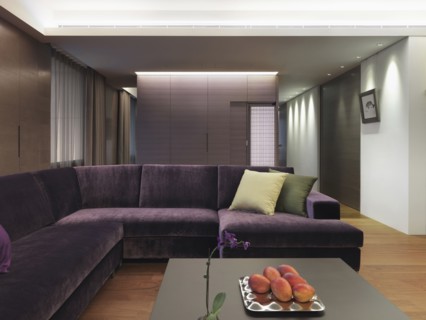 Purple sofa in modern interior