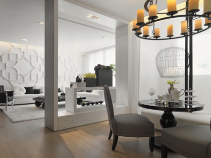 Tea table and living room in modern home
