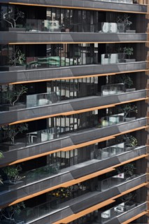 Exterior high rise apartment building
