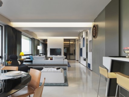 Dining area and living room in modern home