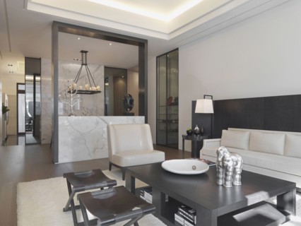 Black and white modern living room