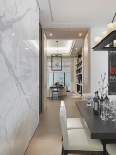 View through dining room to office in modern home