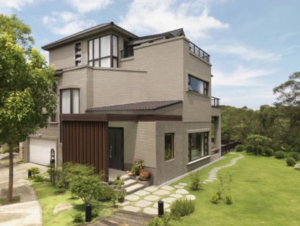 Exterior multiple story brick home