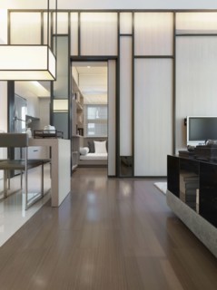 Hardwood floor through modern home