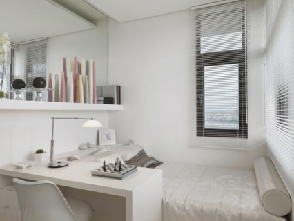 Small bed in modern bedroom
