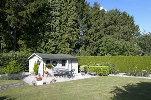Garden shed in backyard