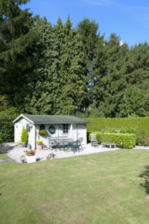 Garden shed in backyard