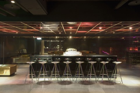 Metal stools in nightclub