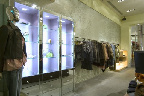 Mannequins on display in woman's fashion store