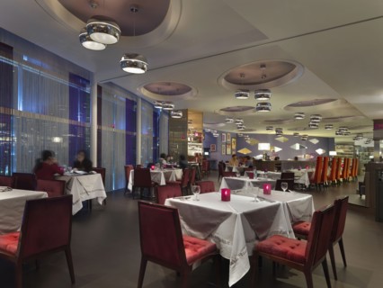 Interior of dining area in luxury hotel