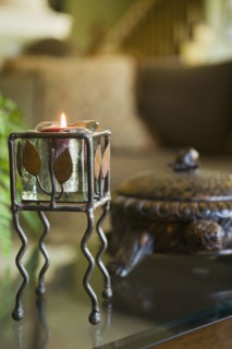 Candle and Box on Coffee Table