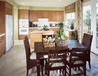 Dining table in bright contemporary kitchen