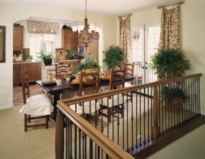 Dining room and kitchen on second floor of home
