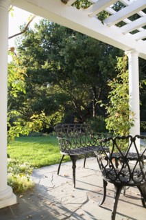 Outdoor Patio With Wrought Iron Dining Set
