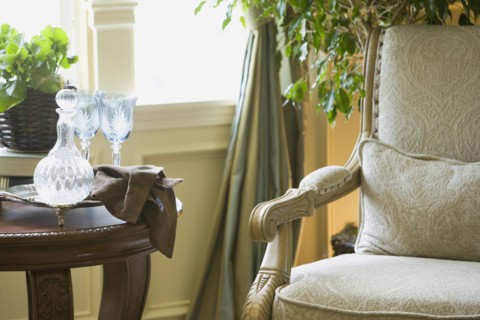 Detail elegant armchair and end table