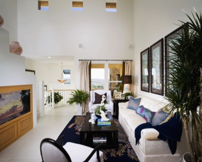 Large White Living Room with Bright Accents