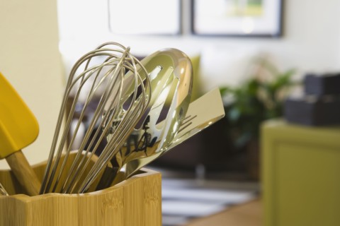Cooking Utensils in Wood Container
