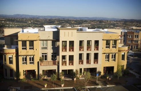 Exterior of contemporary loft style condos