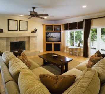 Traditional living room with couch
