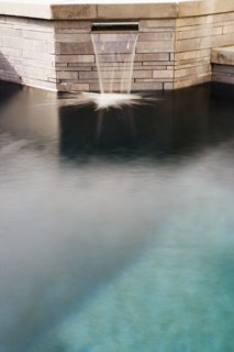 Waterfall from Stone hot tub to Swimming Pool