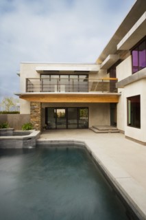 Rear Exterior of Modern Home and Swimming Pool