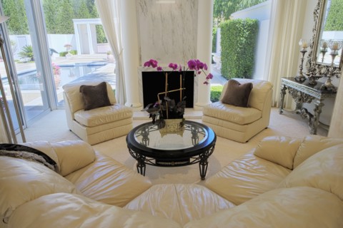 Interior of a light colored sitting area