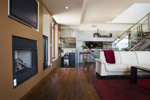Vignette of modern living room.