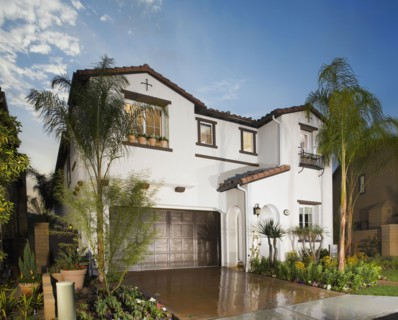 Exterior of a Spanish style house in the afternoon