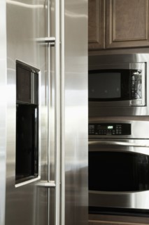 Stainless steel appliances in kitchen
