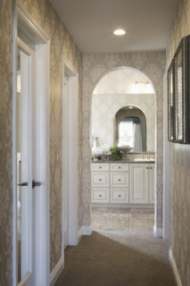 View down hallway to bathroom