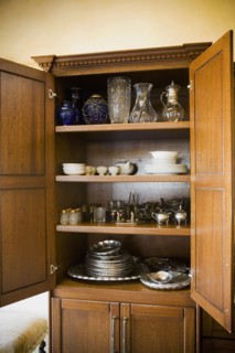 Pantry filled with vintage dishware
