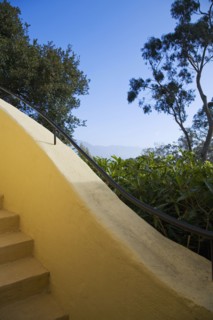 Detail of an exterior winding staircase