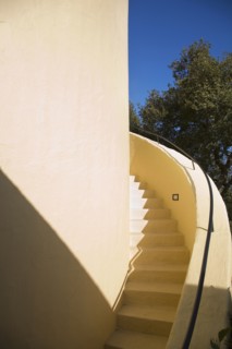 Detail of an exterior winding staircase