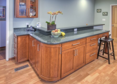 Kitchen island and stool in contemporary home