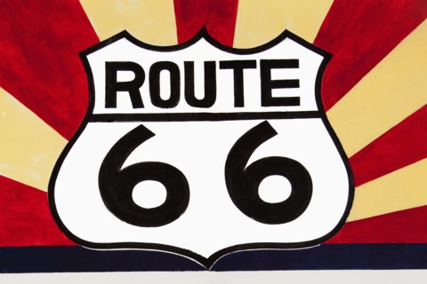 Close up of Route 66 sign