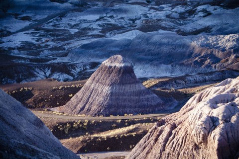 Multicolor rock formations in remote landscape